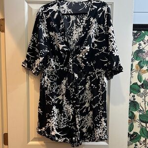 NWOT Black and White Floral Shorts Romper